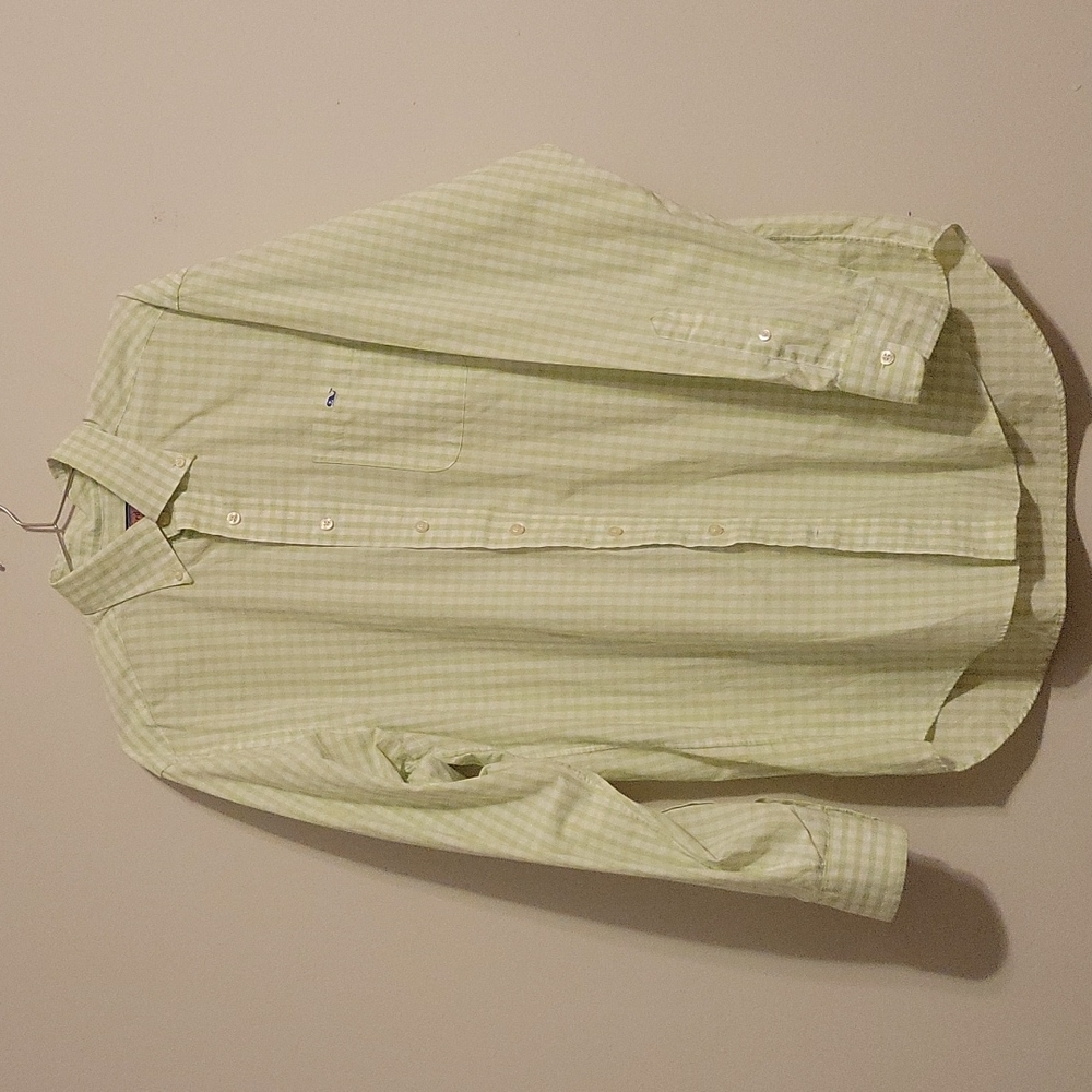 Vineyard Vines Medium Green White Gingham Checked Button Down Shirt